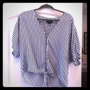 Paige Demin blue and white striped top